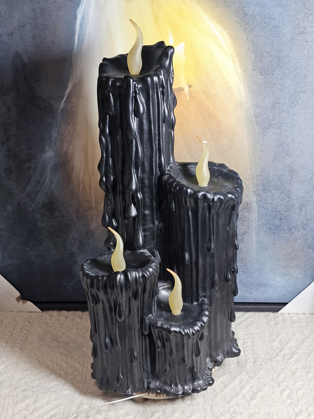Black Drip LED Candle Set - Unbranded Decorative Pillar Candles Halloween Decor